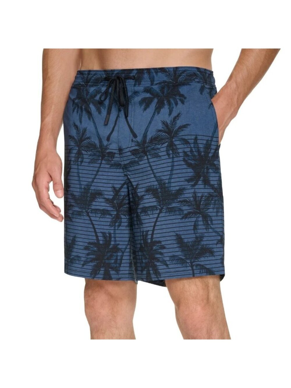 NWT Kirkland Signature Men's XL Swim Shorts Blue Palm Tree Design Quick dry
